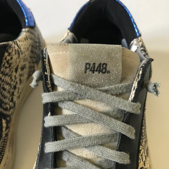 P448 John Twister Python Effect Sneakers Womens 37 7 Black Snake Leather Trainer - Picture 5 of 11